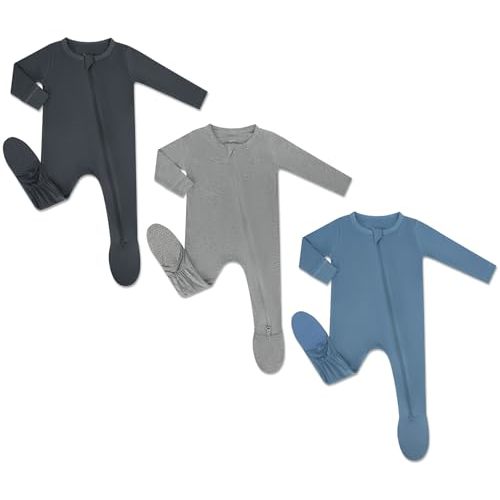 HAPIU Rayon from Bamboo Baby Footed Pajamas, 2 Way Zipper YKK, Footie for Baby Boy Girls, Newborn-24 Months