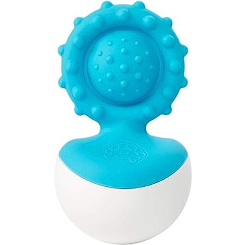 Fat Brain Toys Dimpl Wobbl - Blue - Travel-Friendly Baby Sensory & Teething Toy