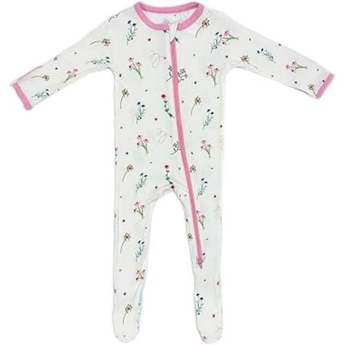 Bamboo Little Soft Baby Footie Pajamas, Baby Clothes, Newborn Sleepers, 95% Viscose and 5% Spandex, 0-24 Months