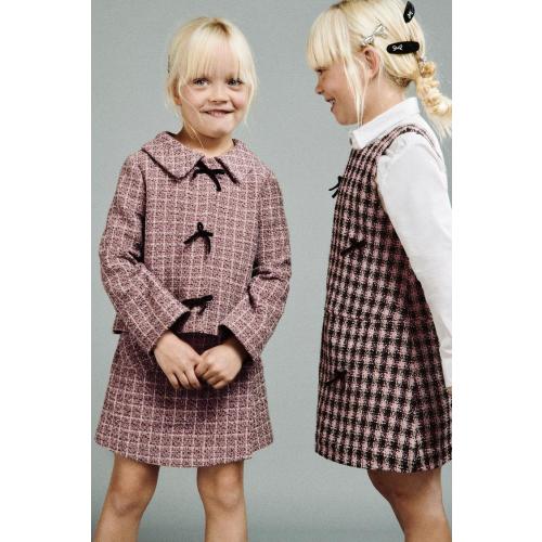 PLAID VELVET BOW PINAFORE DRESS - Pink | ZARA United States