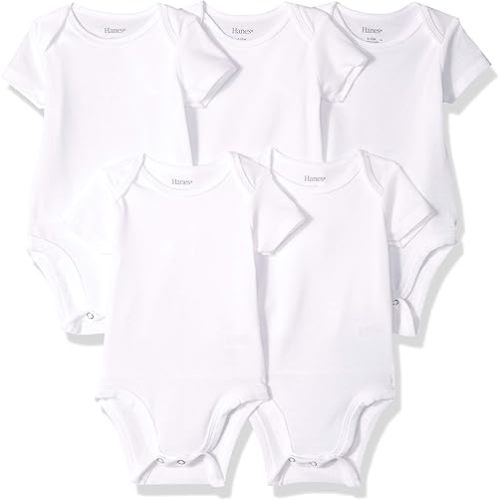 Hanes Baby Bodysuits, Ultimate Flexy Short Sleeve for Boys & Girls, 5-Pack