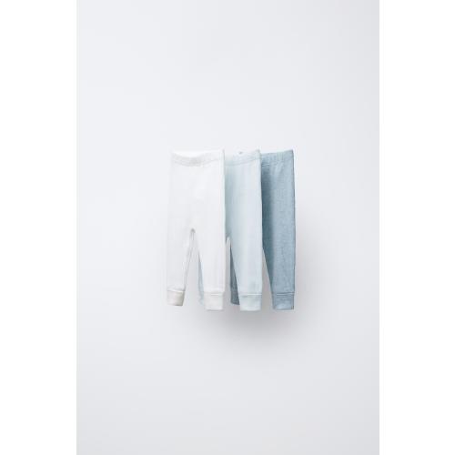 THREE-PACK OF RIBBED LEGGINGS - Sea green | ZARA United States