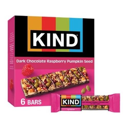 KIND Bars Dark Chocolate Raspberry Pumpkin Seed Gluten Free Snacks - 8.4oz/6ct