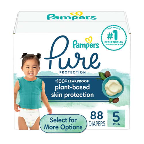 Free Shipping! Pampers Baby Diapers Size 5 27+ lbs Leakproof Soft 88 Count
