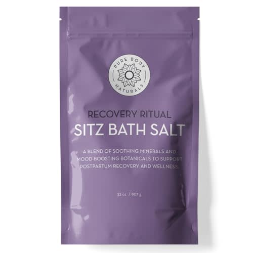 Pure Body Naturals Sitz Bath Salt – Postpartum Care and Hemorrhoid Comfort – Natural Soak for Self Care and Hemorrhoid, Post Partum Essentials, 32 Oz