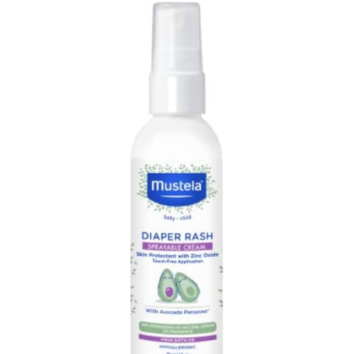 Mustela Baby Diaper Rash Cream Spray – Touch-Free protectant with Zinc Oxide & Natural Avocado - Treats, Soothes and Prevents Diaper Rash- Fragrance-Free - 3 fl. oz