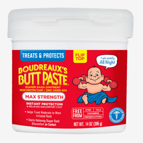 Boudreaux's Butt Paste Maximum Strength Diaper Rash Cream, Ointment for Baby, 14 oz Flip-Top Jar
