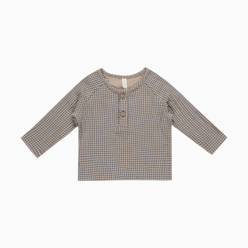 Quincy Mae Zion Shirt - Indigo Gingham, 0-3 M
