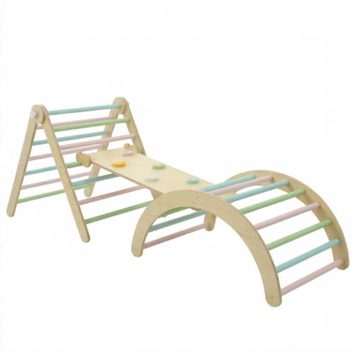 7-in-1 Set, Toddler Climbing Toy with Arch Ramp & Ladder Climbing Gym for Toddlers 1-3 Indoor Play Wooden Foldable
