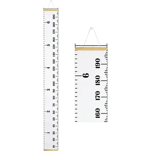 PandaEar Baby Height Growth Chart Ruler| Kids Boys Girls | Removable Wall Decor Measurement 79" x 7.9" (White)