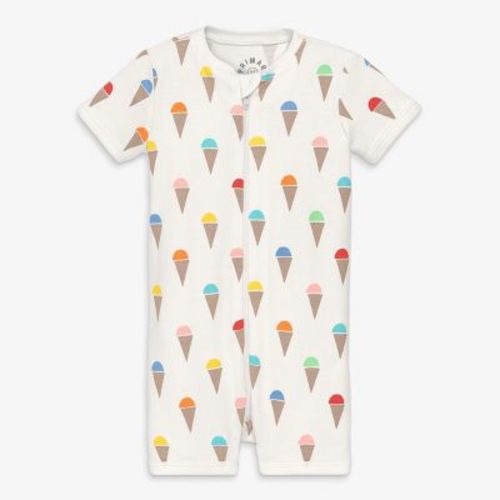 Primary Baby Organic Zip Shortie In Rainbow Scoops In Ivory Rainbow Ice Cream Cones Size Newborn