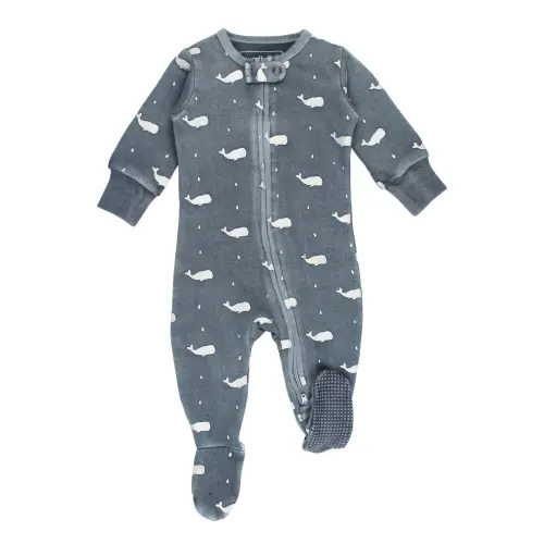 Moonstone Whale | Organic Cozy Zipper Footie – L'ovedbaby
