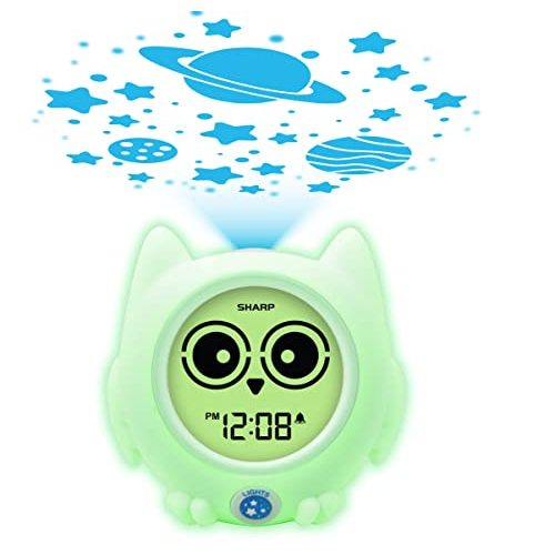 Sharp Ready to Wake Owl Sleep Trainer, Kid’s Clock Color Changing, Ready to Rise, Ceiling Projection Nightlight and “Off-to-Bed” Feature – Simple to Set and Use!