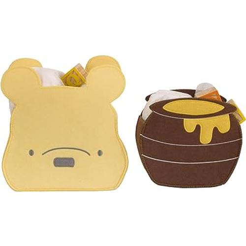 NoJo Disney Winnie The Pooh and Hunny Pot Yellow and Brown Two Piece Felt Storage Caddy - 1 Large, 1 Small
