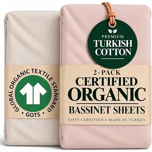 Organic Bassinet Sheets 20x30 for Nestig Wave Mini Crib, Guava Lotus, Graco