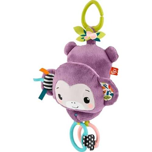 Amazon.com: Fisher-Price Sing & Go Purple Monkey, Baby Stroller Toy | Plush Toy with Clackers, Plays Purple Monkey Song, Attaches to Stroller or Gym, Sensory Play, Newborns 0+ Months
