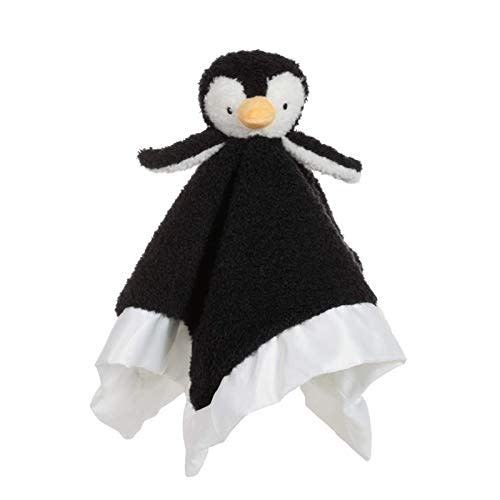 Apricot Lamb Stuffed Animals Soft Security Blanket Black Penguin Infant Nursery Character Blanket Luxury Snuggler Plush(Black Penguin, 14 Inches)