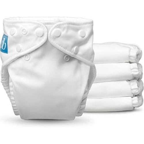 Charlie Banana Cloth Diapers, Reusable, Washable, Adjustable One Size Diaper, for Babies and Toddlers, with Absorbent Inserts - All White, 5 Pack