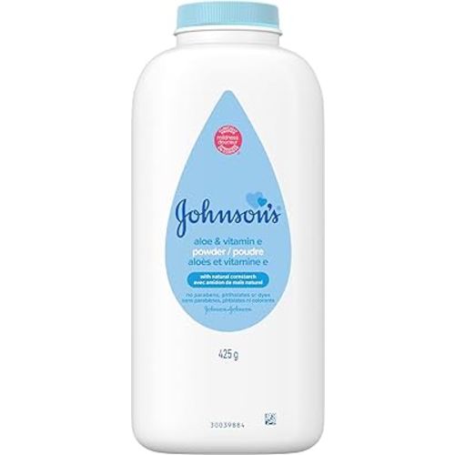 Johnson's Baby Powder, Naturally Derived Cornstarch with Aloe & Vitamin E for Delicate Skin, Hypoallergenic and Free of Parabens, Phthalates, and Dyes for Gentle Baby Skin Care, 15 oz (Pack of 2)