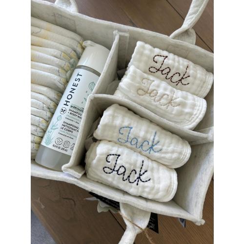 Embroidered Muslin Burp Cloth: Personalized Baby Name Gift