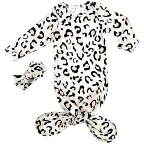 Bow Dream Infant Newborn Baby Girls Floral Sleep Gown Headband Sleepwear Pajamas Gifts 0-3 Months