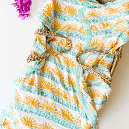Sun + Wave 6-Layer Bamboo Blanket | Ocean Nursery Decor – Coca + B.