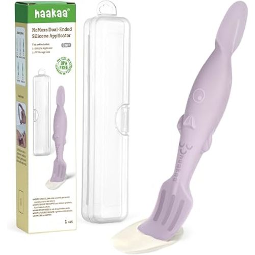 haakaa Dual-Ended Silicone Baby Diaper Cream Spatula with Case, Lavender