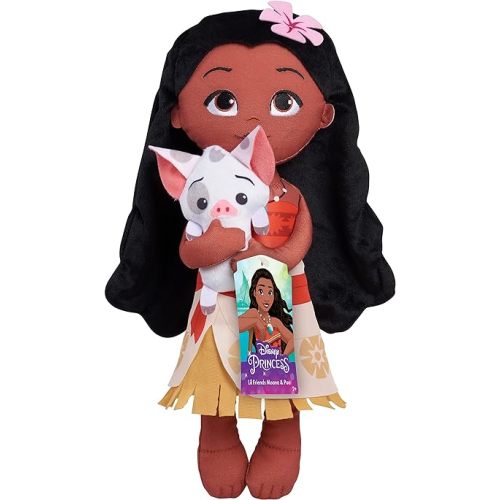 Disney Princess Lil' Friends Plushie Moana & Pua 14-inch Plushie Doll, Kids Toys for Ages 3 Up by Just Play