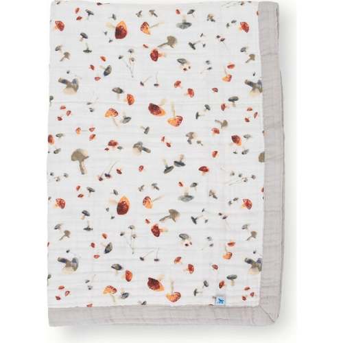 Baby Print Cotton Muslin Multi-Layered Quilt Blanket 30X40, Mushrooms - Little Unicorn | Maisonette
