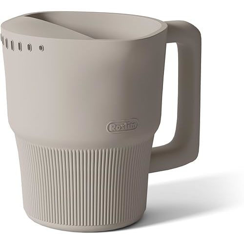 Roslim Silicone Baby Bath Rinse Cup, Shampoo & Body Rinser with Easy-Grip Handle for Rinsing Hair and Body Washing, Lightweight, Non-Toxic for Babies, Toddlers, Kids (Taupe)