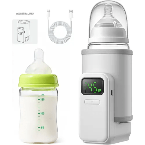 Portable Bottle Warmer - Travel-Easy,Fast Warming,6-Speed Temperature Control,Comfortsble Baby Feeding On-The-go,Battery-Powered Waterless Milk Warmer