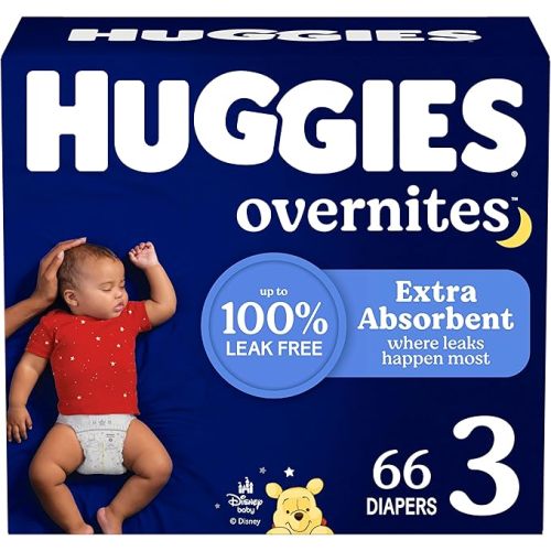 Huggies Overnites Size 3 Overnight Diapers (16-28 lbs), 66 Ct, Packaging May Vary