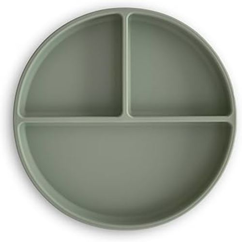 mushie Silicone Suction Plate | BPA-Free Non-Slip Design (Dried Thyme)