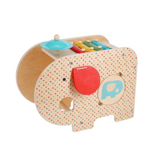 Wooden 5-in-1 Elephant Music Toy for Toddlers