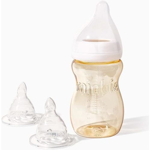Minbie Newborn Breastfeeding Baby Bottle - Anti Colic & Reflux, BPA Free PPSU
