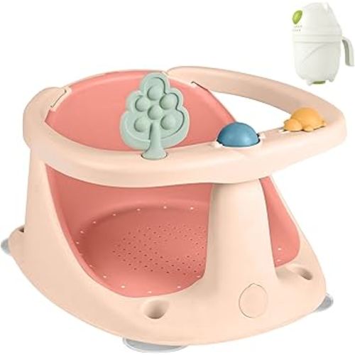 Baby Bath Seat for Babies 6 Months & Up - Bathtub Seats for Babies Sitting Up with Rinse Cup, Non-Slip, Comfortable, Infant Bath Essentials, Pink