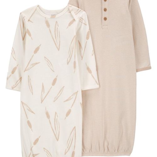 Brown/White Baby 2-Pack Sleeper Gowns | Carter’s Oshkosh Canada