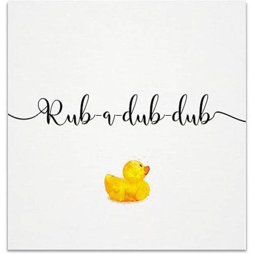 Renditions Gallery Rub Dub Rubber Ducky Bathroom Décor Gallery Wrapped Canvas Wall Art, 16x16,