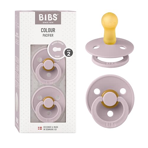 Bibs Pacifiers Color Collection, Set of 2 BPA-Free Latex Pacifiers Made in Europe, Round Nipple Baby Pacifier.
