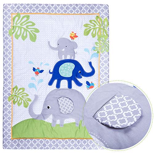 Humble Home Products 100% Cotton Premium Nursery Bedding: 6 Piece Baby Boy/Girl Elephant Crib Set
