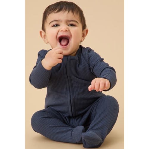 Ribbed Two Way Zip-Up Sleepsuit, 6-9M UK