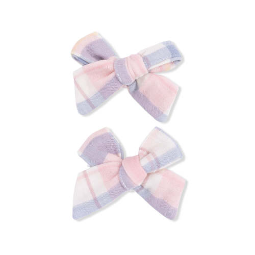 2-Pack Hair Bows w/Clips, Dusty Plaid
