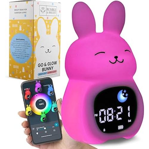 Bumble & Bright Kids Sleep Trainer with App Control - OK to Wake Clock for Kids Ages 4+, Color-Changing Night Light, Alarm & Sound Machine, Simple 1-Routine Setup, Free App, USB-C