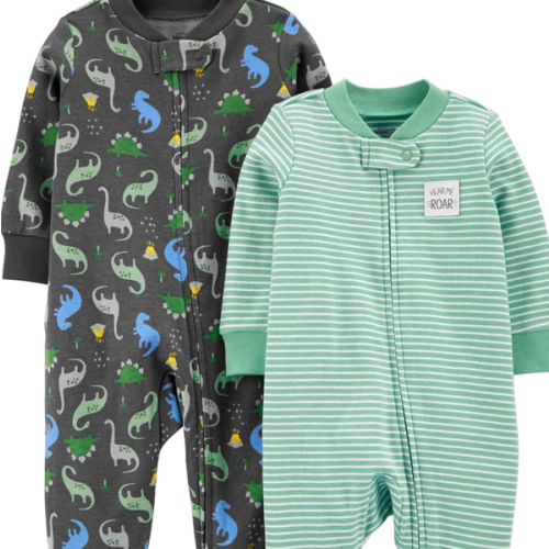 Simple Joys by Carter's baby-boys 2-way Zip Thermal Footed Sleep and Play, Pack of 2