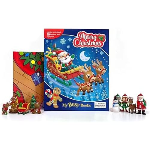 Phidal Merry Christmas My Busy Books - Storybook, 10 figurines, playmat
