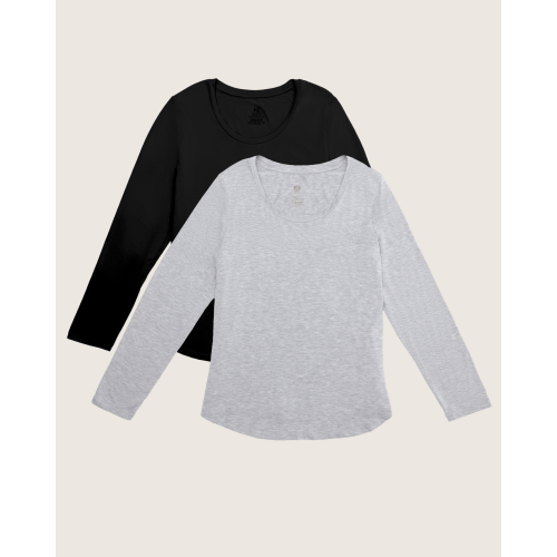 Bamboo Nursing Long Sleeve T-shirt Two-Pack | Black & Grey Heather - Kindred Bravely