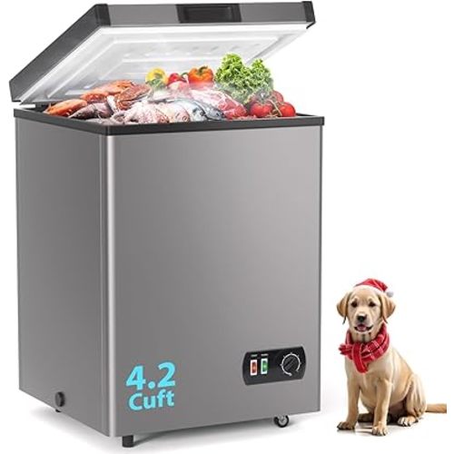 Chest Freezer, 7 Cubic Feet Deep Freezers Top Door with Removable Basket, 7 Temperature Control Energy Saving for Home Office Apartment Commercial Shop Bar Indoor Use, Grey