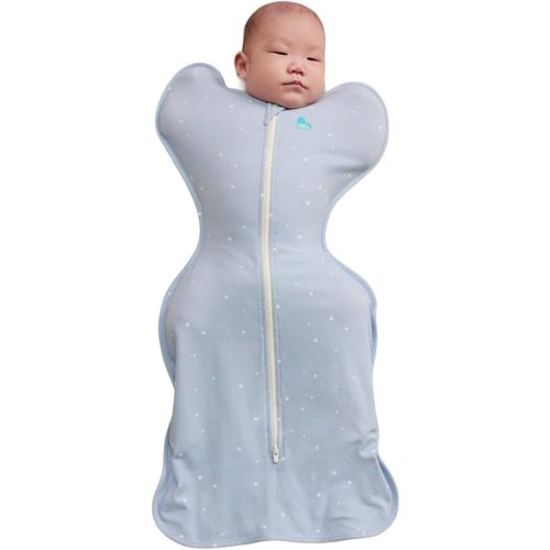 Love to Dream Swaddle Up Original, Arms Up Position, Light and Ultra Breathable Cotton - Wearable Blanket - 1.0 TOG - (20-24°C) Ideal for Moderate Temps (Twinkle Powder Blue, Medium, 6–8.5kg)