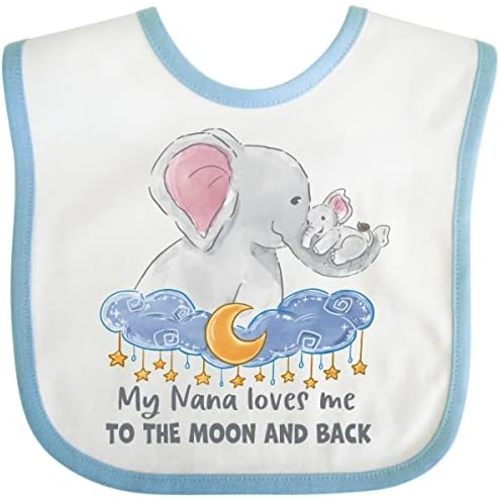 inktastic My Nana Loves Me To the Moon and Back Elephant Family Baby Bib