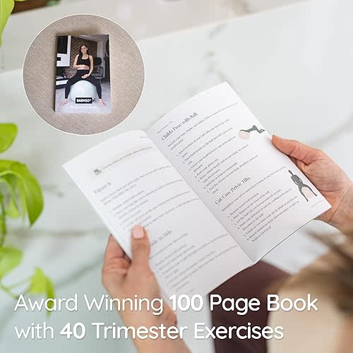 BABYGO Birthing Ball - Pregnancy Yoga Labor & Exercise Ball & Book Set Trimester Targeting, Maternity Physio, Birth & Recovery Plan Included Anti Burst Eco Friendly